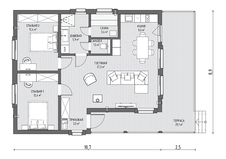 МОНЕ 75 С САУНОЙ