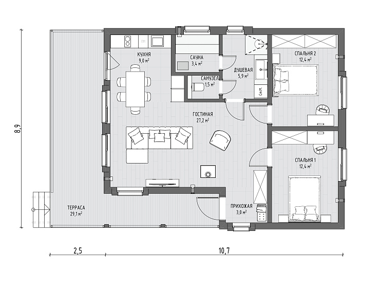 МОНЕ 75 С САУНОЙ